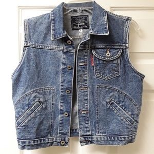 For Joseph blue Jean vest button-down collared